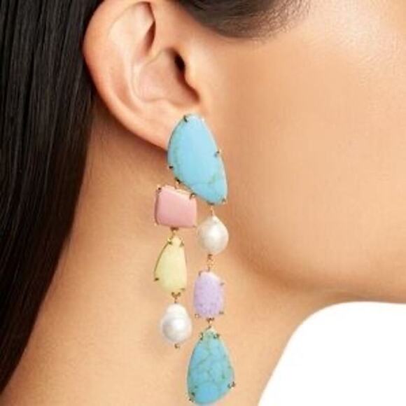 Lele Sadoughi Pearl and Pebble Collar Necklace and Earrings Set - Picture 2 of 5